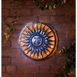 Solar Powered Metal Sun Wall Art