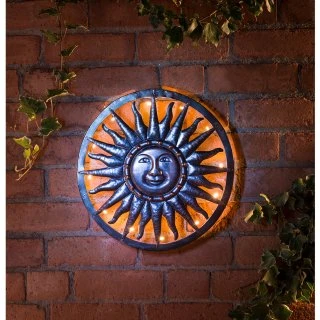 Solar Powered Metal Sun Wall Art 1 Solar Powered Metal Sun Wall Art