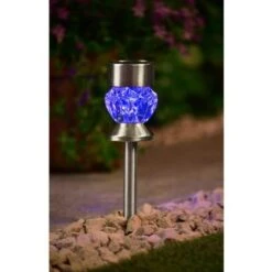 Crystal Top Glass Solar Post Light 4pk 7 Crystal Top Glass Solar Post Light 4pk -Garden Supply Store 341965 4pk crystal top post light blue solar1