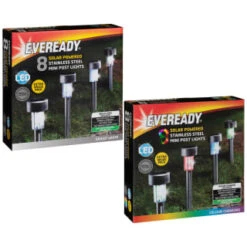 Eveready Solar Powered Post Lights 8pk - Colour Changing -Garden Supply Store 366414 366416 8pk eveready soloar powered mini post lights main 1