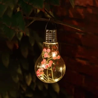 Floral Solar Hanging Bulbs - Pink Flower 1 Floral Solar Hanging Bulbs - Pink Flower