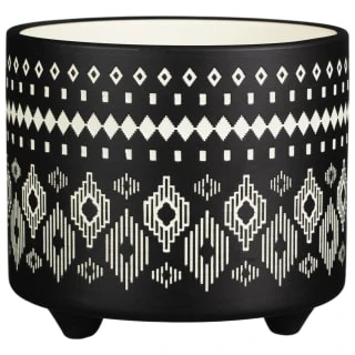 B&M Urban Eden Embossed Footed Planters 3pk - Black 2 B&M Urban Eden Embossed Footed Planters 3pk - Black - Image 2