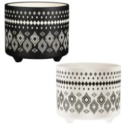 B&M Urban Eden Embossed Footed Planters 3pk - Black 9 B&M Urban Eden Embossed Footed Planters 3pk - Black -Garden Supply Store 366531 3pk urban eden plant pot on tripod stand group