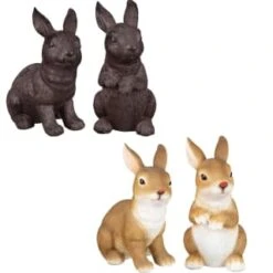B&M Garden Rabbit Ornaments 2pk - Cast Iron Effect -Garden Supply Store 366608 2pk rabbit garden ornaments main