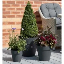 B&M Soho Pot Planter - Charcoal 38cm -Garden Supply Store 378389 385058 381595 soho planter charcoal 38cm 28cm 17cm 4 1