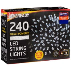 Eveready Solar Powered LED String Lights 240pk - Cool White -Garden Supply Store 379219 eveready 240 soloar powered led string lights