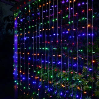 Solar Powered LED Curtain 180cm - 266 Multicolour Lights 1 Solar Powered LED Curtain 180cm - 266 Multicolour Lights