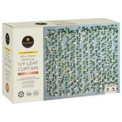 Solar Powered Artificial Ivy Leaf Curtain 150cm -Garden Supply Store 379257 manson and jones 192 ivy leaf curtain led lights warm white