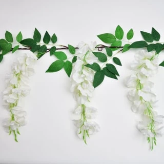 Solar Powered 180cm Artificial Leaf Garland With Wisteria Flowers - Warm White 2 Solar Powered 180cm Artificial Leaf Garland With Wisteria Flowers - Warm White - Image 2