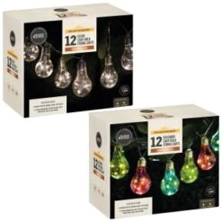 Solar Powered 12 Clear Light Bulb String LED Lights - Warm White 5 Solar Powered 12 Clear Light Bulb String LED Lights - Warm White -Garden Supply Store 379260 379261 12 solar powered light bulb string lights group