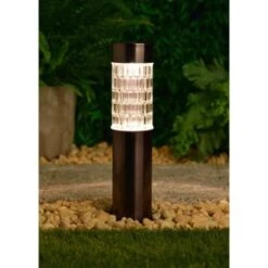 B&M Glass Top Solar Post Light -Garden Supply Store 379310 glass top solar post light black nickle 3