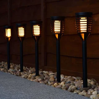 Morocco Solar Powered Post Lights - Flame Effect 5pk 1 Morocco Solar Powered Post Lights - Flame Effect 5pk