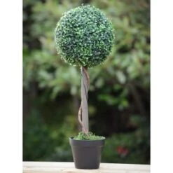 Solar Powered Topiary Tree - White LED 70cm -Garden Supply Store 379348 70cm solar powered topiary tree 30 cool white leds 3