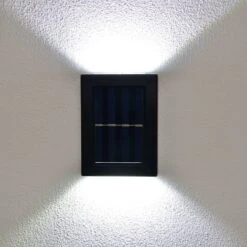Solar Powered Up/Down Wall Light - White LED 4pk -Garden Supply Store 379453 4pk solar powered up down wall light cool white leds 3
