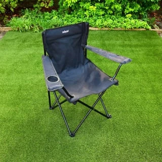 Folding Camping Chair With Cup Holder - Black 1 Folding Camping Chair With Cup Holder - Black