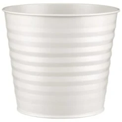 B&M Ribbed Matt Tin Planter - Cream