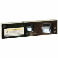 Solar Powered Stainless Steel Fence Lights 4pk 5 Solar Powered Stainless Steel Fence Lights 4pk -Garden Supply Store 382952 4pk mason and jones stainless steel fence and path lights 2