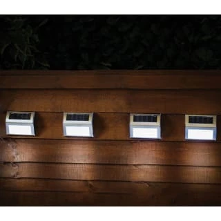Solar Powered Stainless Steel Fence Lights 4pk 1 Solar Powered Stainless Steel Fence Lights 4pk