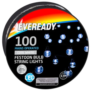 Eveready Mains Powered LED Festoon Bulb String Lights 100pk - Cool White 4 Eveready Mains Powered LED Festoon Bulb String Lights 100pk - Cool White - Image 4