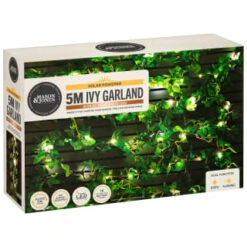 Solar Powered Artificial Ivy Garland 5m -Garden Supply Store 392926 5m ivy garland with 60 warm white solar leds 4