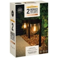 Monaco Solar Powered Post Lights 2pk -Garden Supply Store 392976 monaco solar powered post lights 3