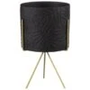 B&M Leaf Embossed Planter On Gold Stand - Black
