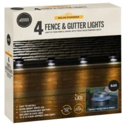 Solar Powered Fence & Gutter Lights - Black 4pk 5 Solar Powered Fence & Gutter Lights - Black 4pk -Garden Supply Store 393085 4pk solar powered fence and gutter lights black 3