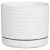 B&M White Ceramic Planter With Base Plate