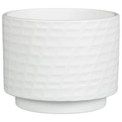 B&M White Ceramic Planter With Base Plate -Garden Supply Store 393651 white ceramic planter with base plate 4