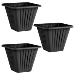 Square Planter 3pk - Black -Garden Supply Store 397062 3 pack square planters black group